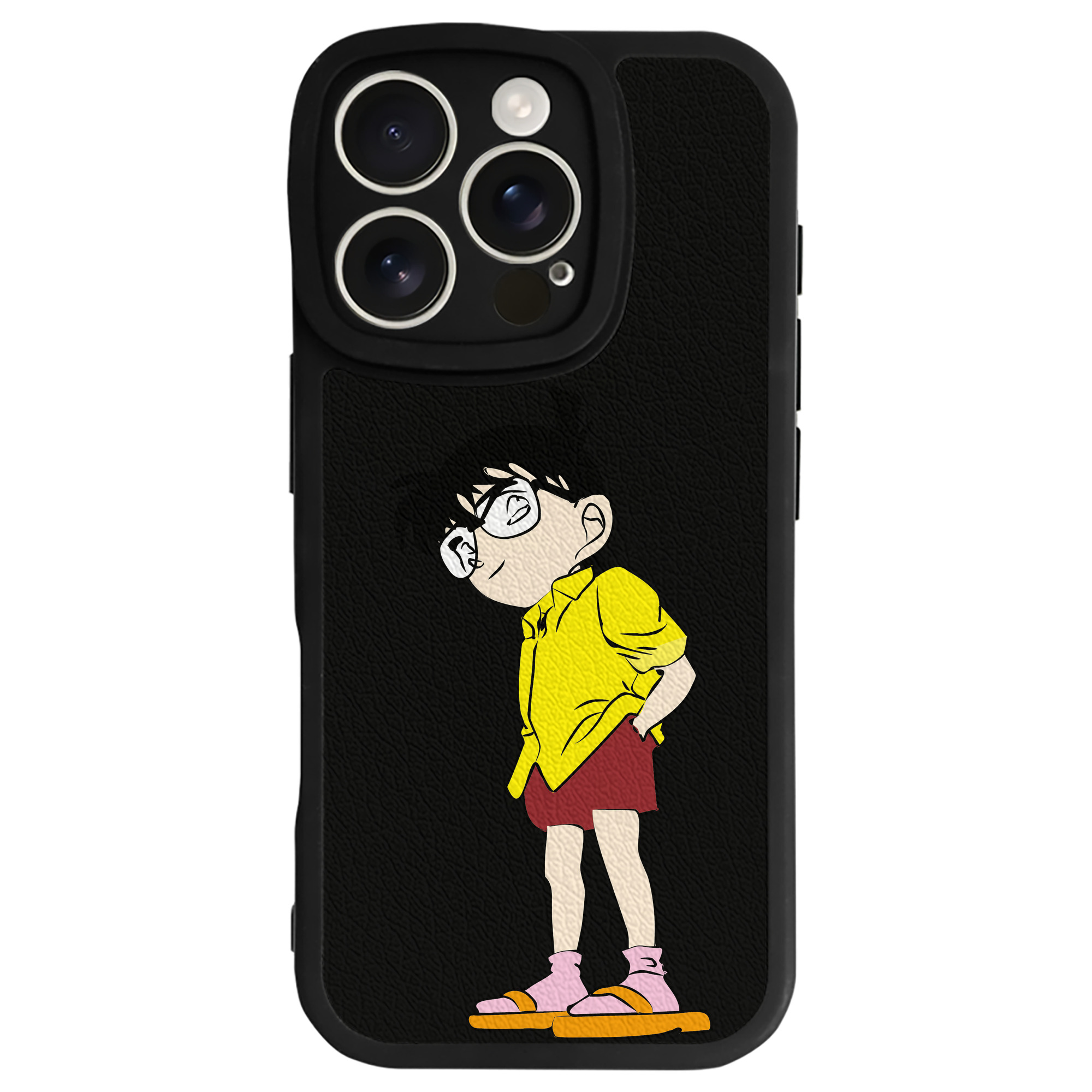 （画像用） 名探偵コナン 江戸川 コナン Detective Conan Conan Edogawa 【iPhone 16シリーズ対応】シリコンスマホケース（レザー調） 材質：シリコン